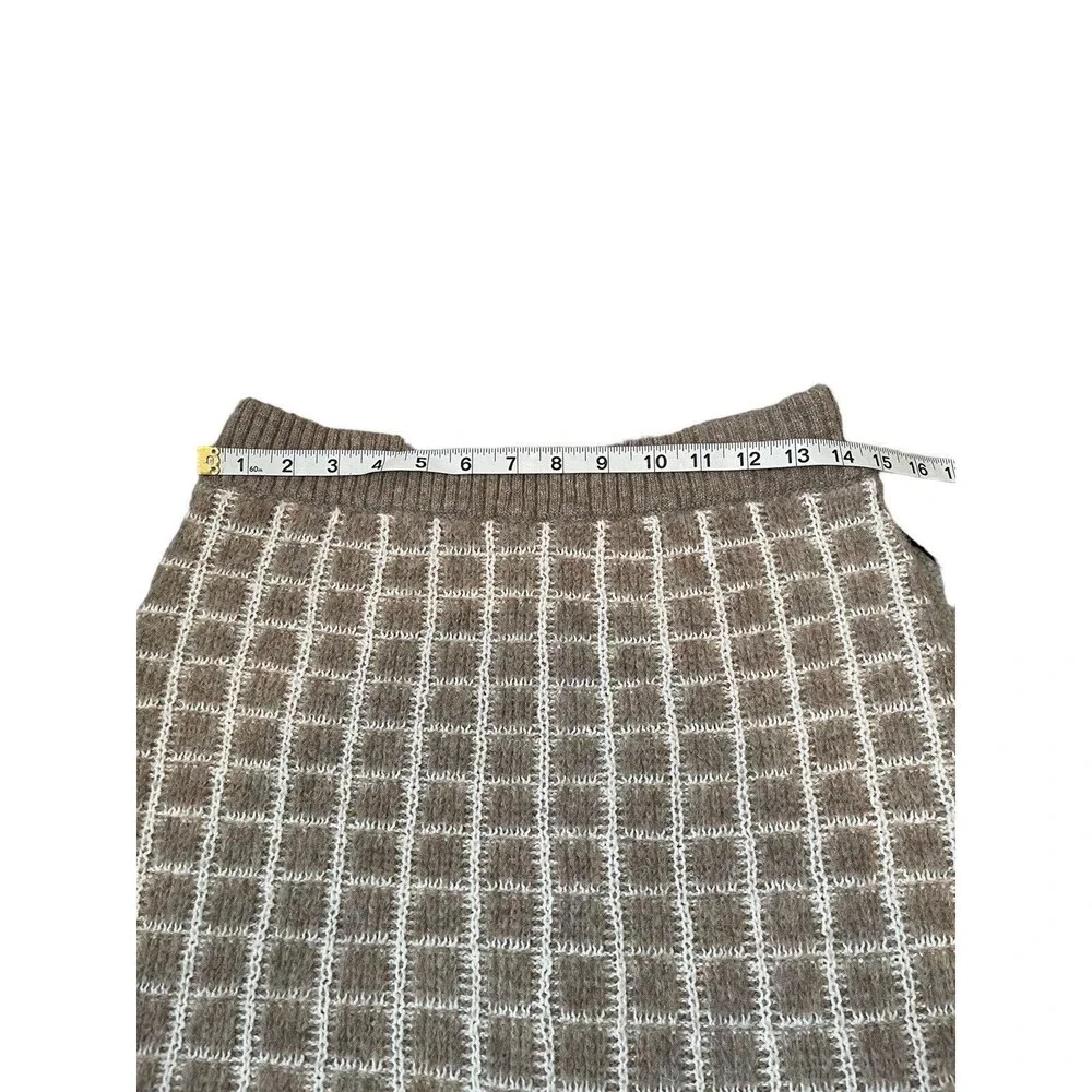 ASTR THE LABEL Taupe-White Check Knit‎ Mini Skirt Size Large NWOT